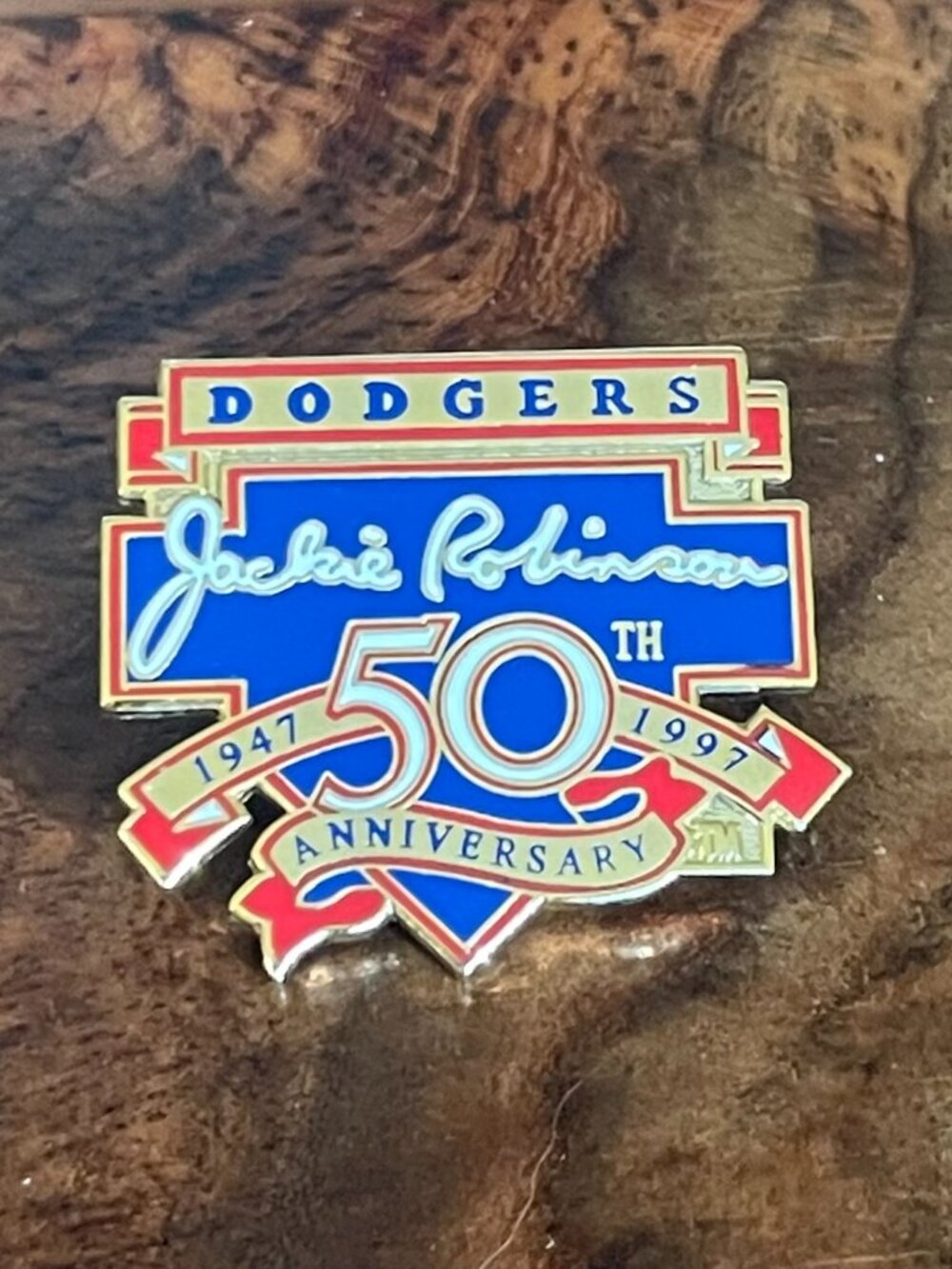 Jackie Robinson Brooklyn LA Dodgers 50th Anniversary Pin